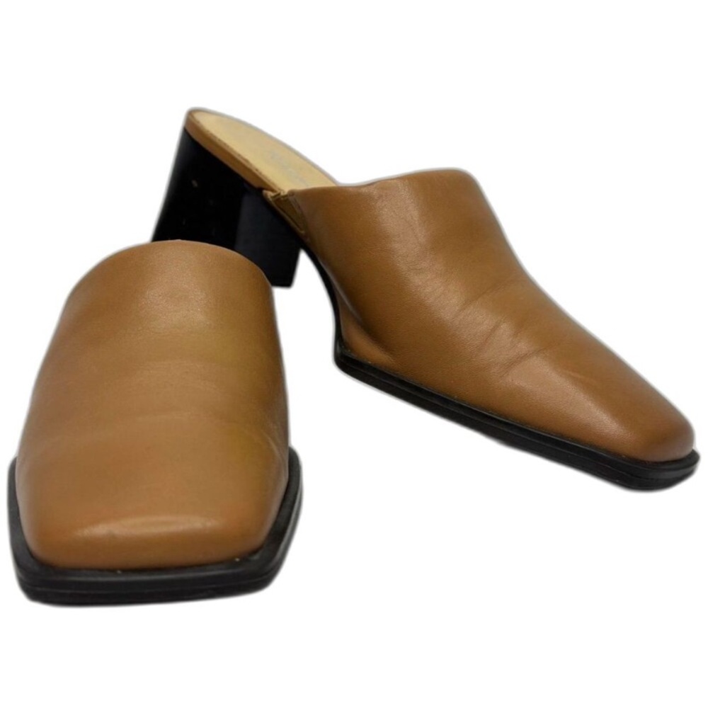 Naturalizer Square Toe Mule Slip On‎ Camel Leather Comfort Shoe